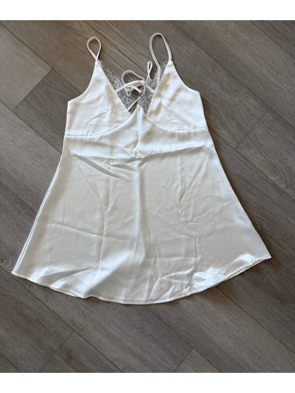 Satin White Lace-Back Tank Top - Women's Sleeveless Top